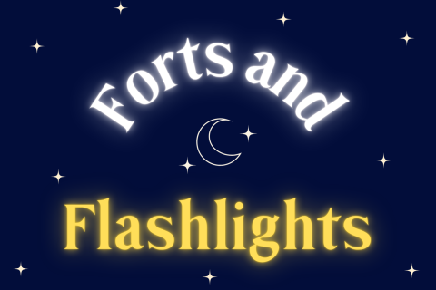 night sky with the words Forts and Flashlights over it