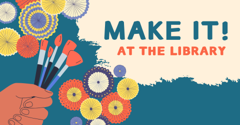 make at it at the library hand with brushes and flowers