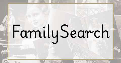 family search text with black and white photo collage in background of people